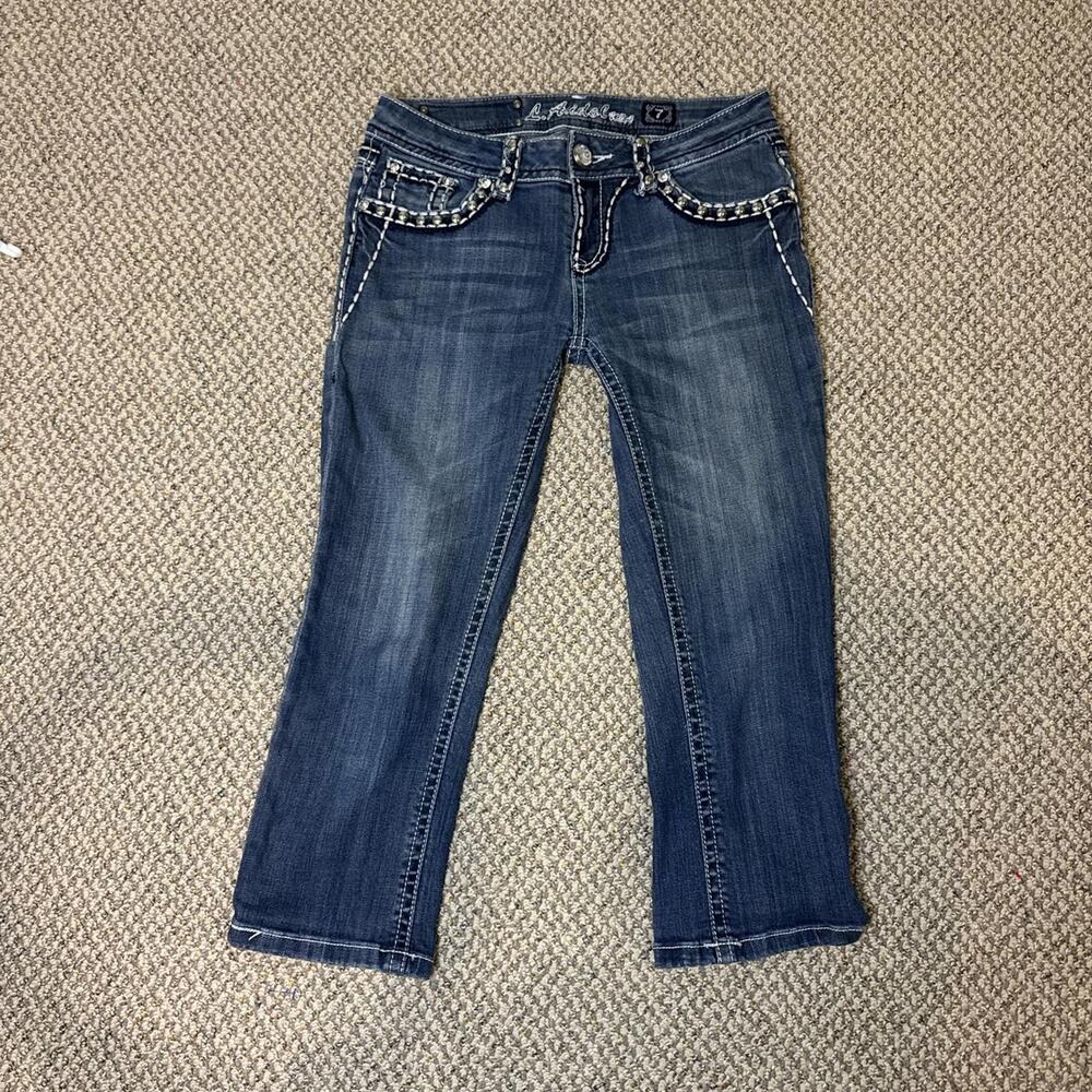 Perfect vintage y2k low rise blingy capri jeans